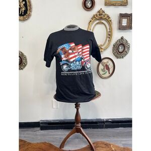 Vintage Ride To Live Live To Ride Eagle Motorcycle T-Shirt Tultex Large